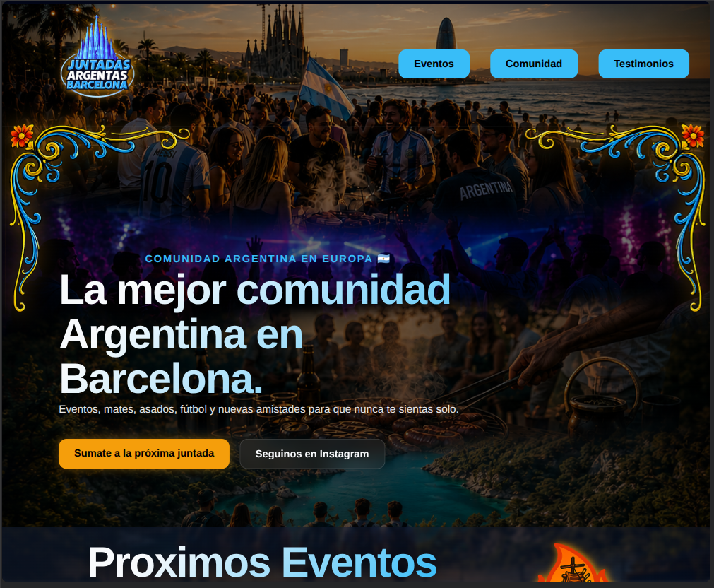 Captura de la plataforma Juntadas Argentas Barcelona